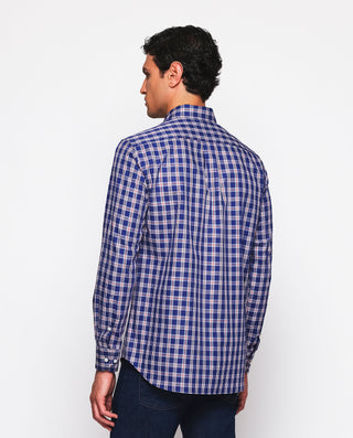 Camisa casual azul cuadros algodón estructura by M | 07583_0050_3