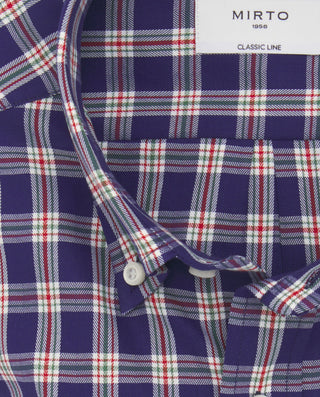 Camisa casual azul cuadros algodón estructura espiga