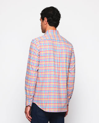Camisa casual beige cuadros multicolor de fra by M | 07585_0050_3