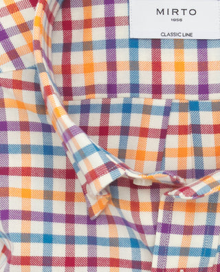Camisa casual beige cuadros multicolor de fra by M | 07585_0050_5