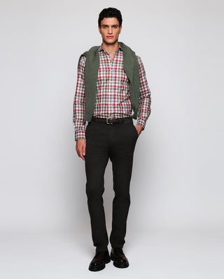 Camisa casual cuadros verdes y rojos de algodón