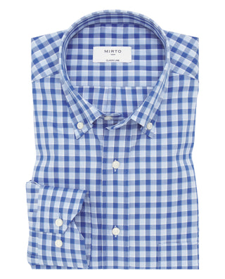 Camisa casual cuadros azules algodón