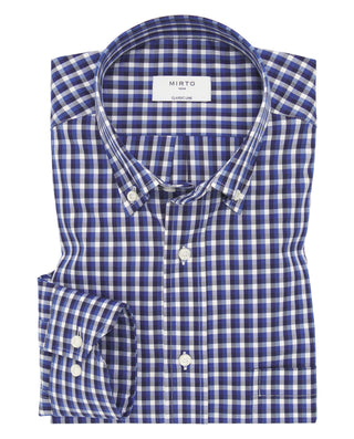Camisa casual cuadros azul marino y blanco