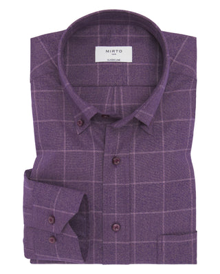 Camisa casual cuadros burdeos de algodón