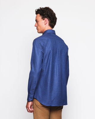 Camisa casual azul marino microcuadro blanco by MI | 07601_0056_3
