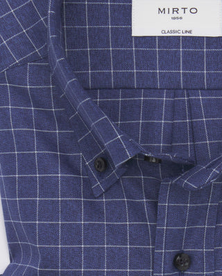 Camisa casual azul marino microcuadro blanco by MI | 07601_0056_5