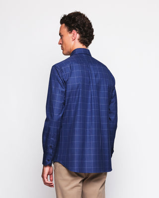 Camisa casual azul marino cuadros blancos de by MI | 07601_0057_3
