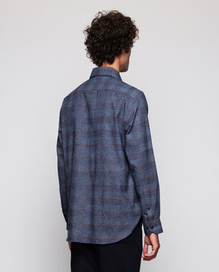 Camisa casual cuadros azules de algodón con estructura