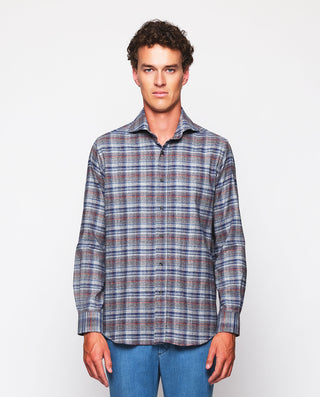 Camisa casual cuadros grises de algodón con e by M | 07608_0051_2