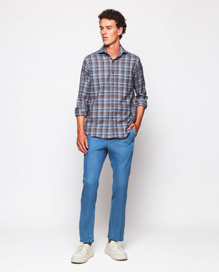 Camisa casual cuadros grises de algodón con e by M | 07608_0051_4