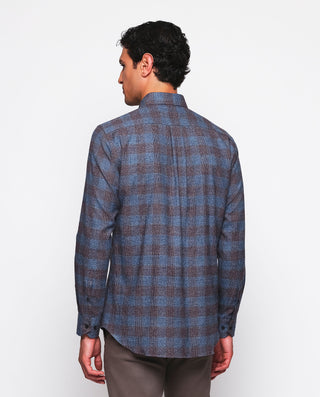 Camisa casual cuadros azules de algodón cuell by M | 07609_0050_3