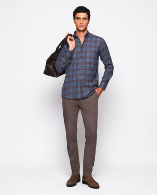 Camisa casual cuadros azules de algodón cuell by M | 07609_0050_4