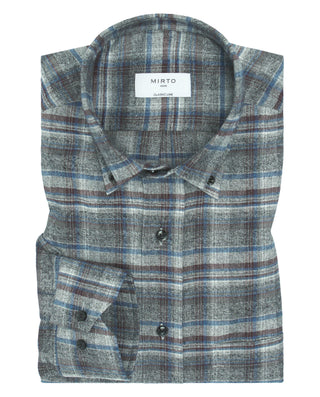 Camisa casual cuadros grises de algodón cuell by M | 07609_0051_1