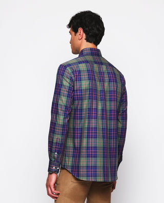 Camisa casual cuadros tartán azul y verde de by MI | 07617_0050_3