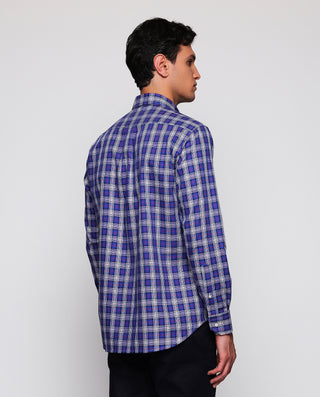 Camisa casual cuadros de algodón estructura espiga