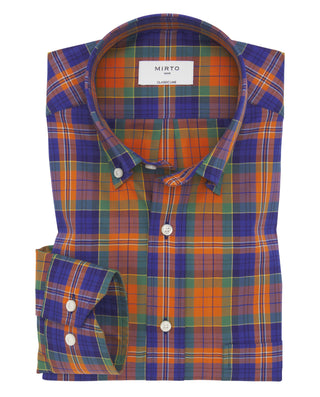 Camisa casual cuadros azul y naranja estructu by M | 07621_0050_1