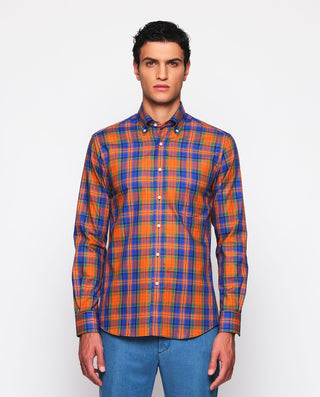 Camisa casual cuadros azul y naranja estructu by M | 07621_0050_2
