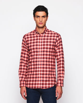 Camisa casual cuadros naranja de franela by MIRTO | 07627_0050_2