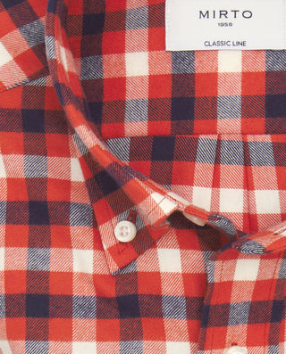 Camisa casual cuadros naranja de franela by MIRTO | 07627_0050_5