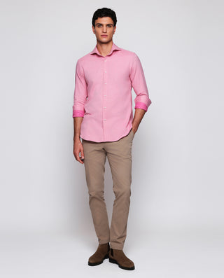 Camisa casual rosa de franela