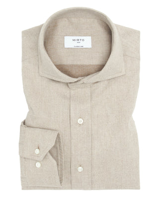Camisa casual beige de franela by MIRTO | 07631_0052_1