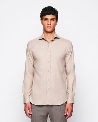 Camisa casual beige de franela by MIRTO | 07631_0052_2