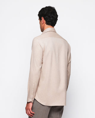 Camisa casual beige de franela by MIRTO | 07631_0052_3