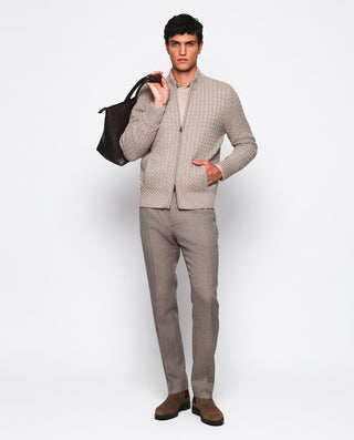 Camisa casual beige de franela by MIRTO | 07631_0052_4