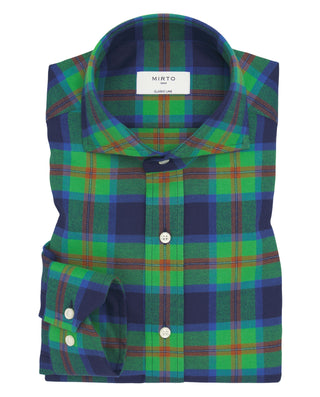 Camisa casual cuadros verde y azul de franela by M | 07639_0050_1