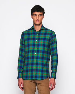 Camisa casual cuadros verde y azul de franela by M | 07639_0050_2