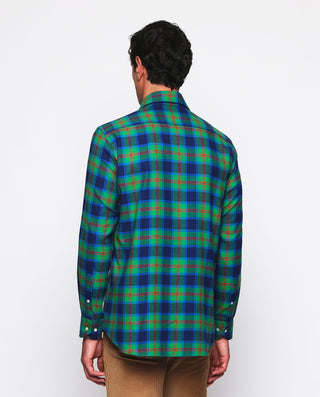 Camisa casual cuadros verde y azul de franela by M | 07639_0050_3