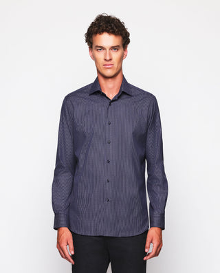 Camisa casual microcuadros azul oscuro de alg by M | 07647_0050_2