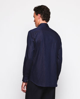 Camisa casual rayas azul oscuro en mezcla de by MI | 07650_0050_3