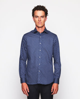 Camisa casual azul estampado geométrico de al by M | 07662_0051_2