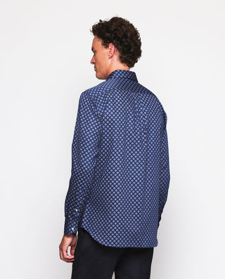 Camisa casual azul estampado geométrico de al by M | 07662_0051_3
