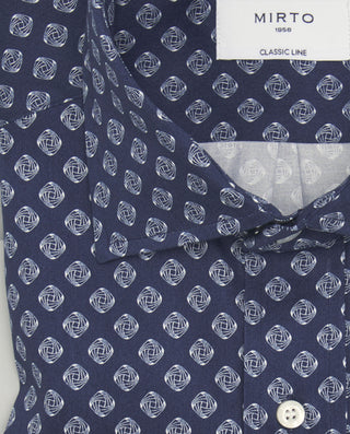 Camisa casual azul estampado geométrico de al by M | 07662_0051_5