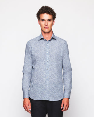 Camisa casual estampado paisley azul y beige by MI | 07675_0050_2