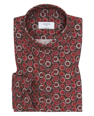 Camisa casual roja estampado floral de franela