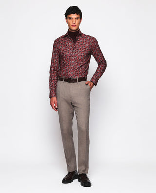 Camisa casual roja estampado floral de franela