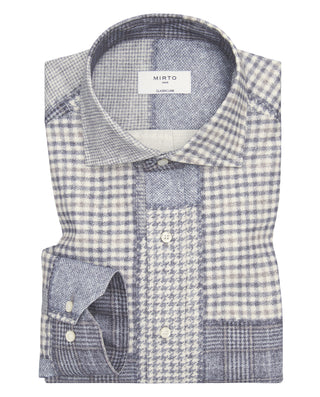 Camisa casual patchwork azul y gris de franel by M | 07692_0050_1