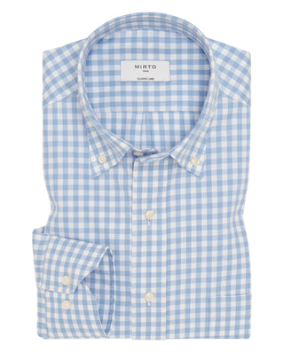 Camisa casual cuadro vichy azul claro y blanco