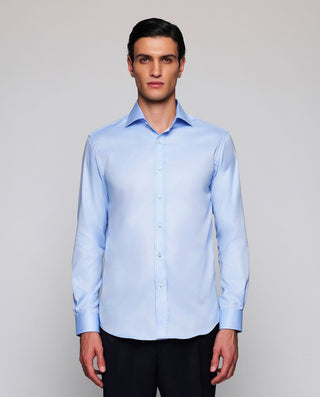 Camisa vestir azul puño mixto de algodón by MIRTO | 07774_0051_2