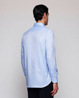 Camisa vestir azul puño mixto de algodón by MIRTO | 07774_0051_3
