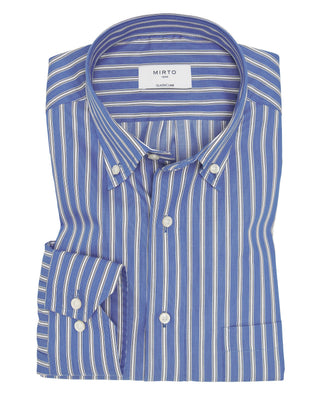 Camisa casual azul rayas blancas de algodón by MIR | 07789_0050_1