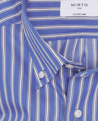 Camisa casual azul rayas blancas de algodón by MIR | 07789_0050_2