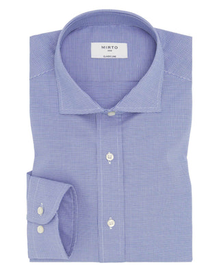 Camisa vestir azul puño mixto algodón estruct by M | 07804_0050_1