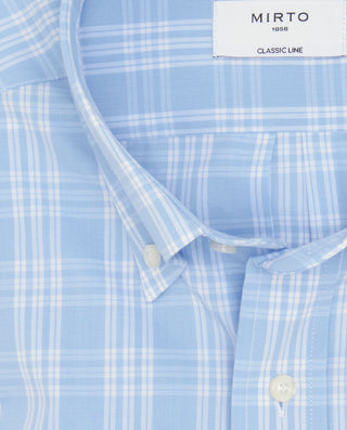Camisa casual cuadros celestes de algodón by MIRTO | 07811_0051_5