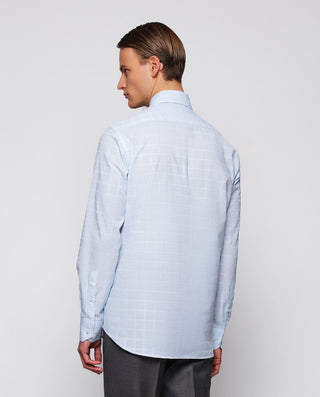 Camisa casual azul cuadros en relieve  de by MIRTO | 07815_0052_3
