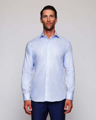 Camisa vestir azul puño mixto estructura pata by M | 07818_0051_2