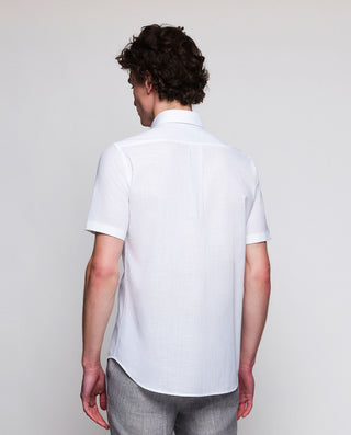 White casual shirt short sleeves geometrical detail